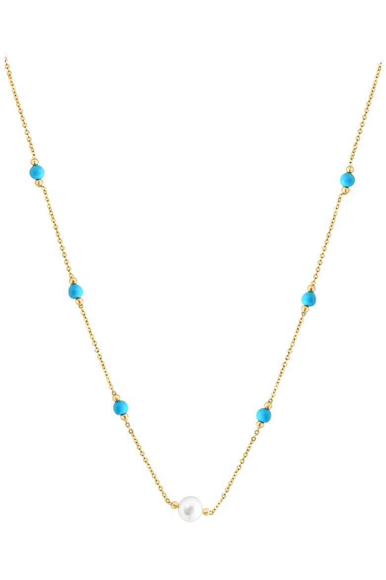 14K Yellow Gold Turquoise Dreams Freshwater Pearl Necklace, Main, color, Blue
