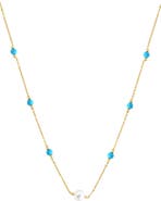 EFFY 14K Yellow Gold Turquoise Dreams Freshwater Pearl Necklace