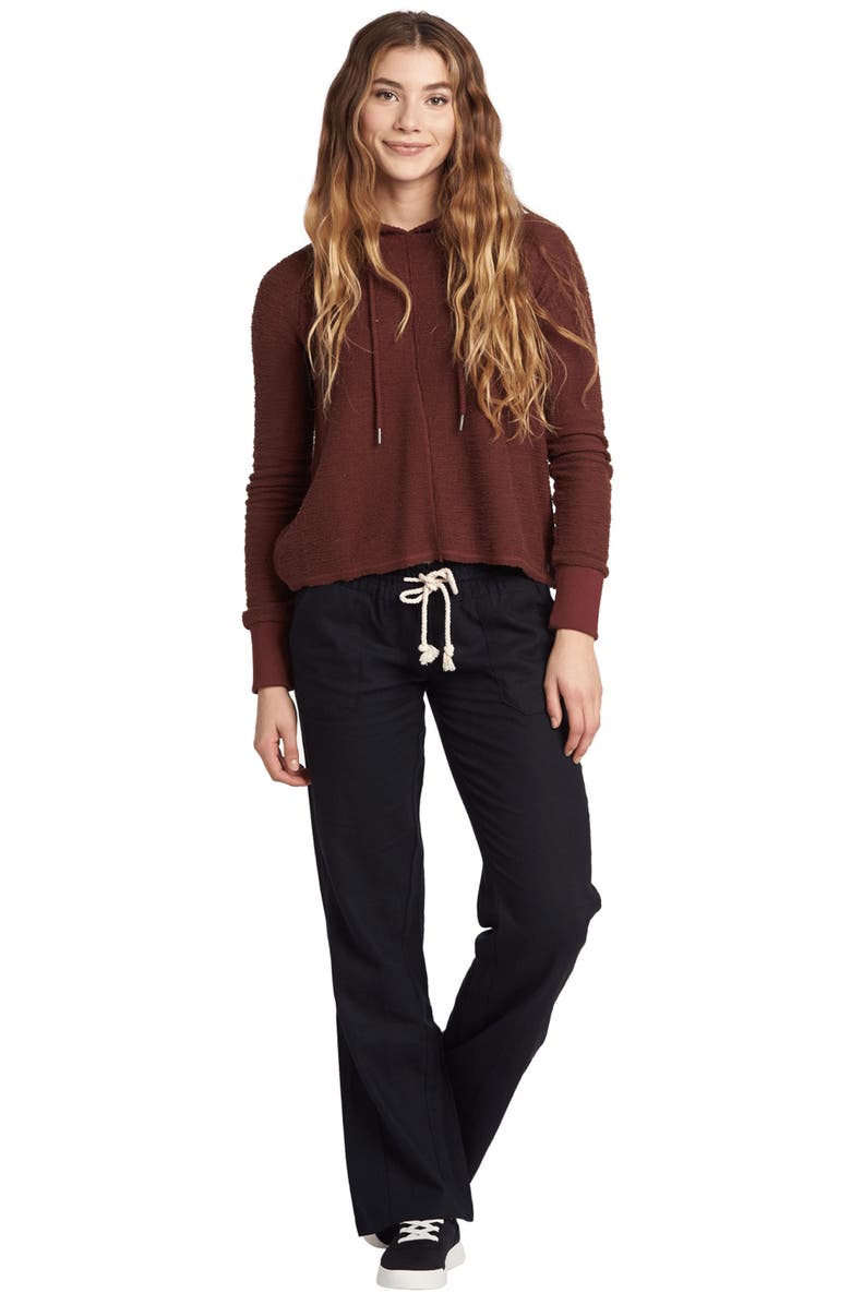 Roxy Oceanside Linen Blend Drawstring Pants, Alternate, color, Anthracite