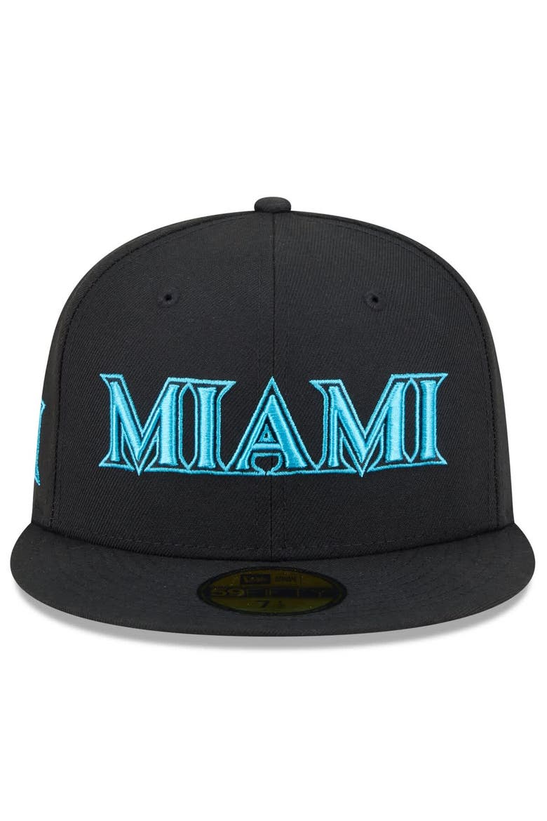 Men's New Era Black Miami Marlins 2025 City Connect 59FIFTY Fitted Hat, Alternate, color, Black