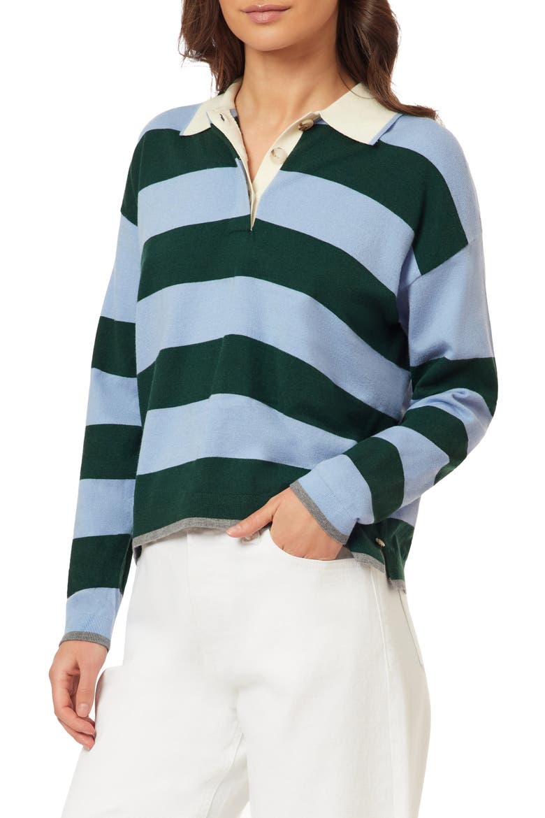 Stripe Polo Sweater, Alternate, color, RIVERIA/ EDEN