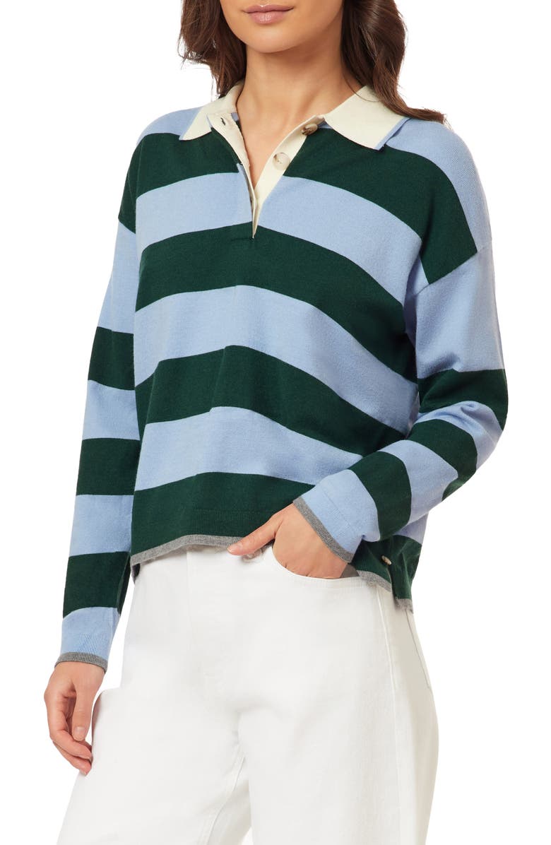 Scotch & Soda Stripe Polo Sweater, Alternate, color, Riveria/ Eden