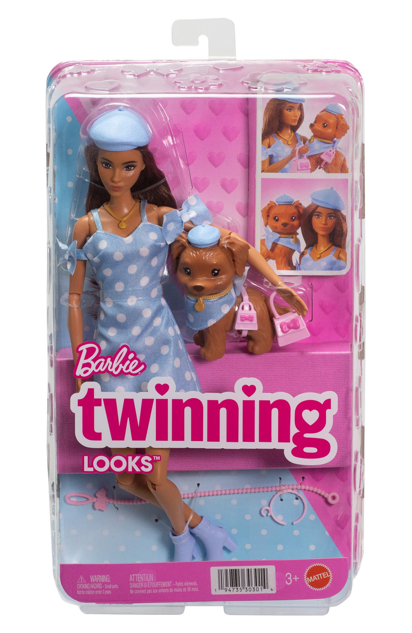 Barbie Twinning Looks™ Doll & Pet Dog Set in None 