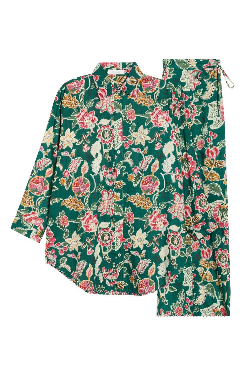 Chan Luu Oversize Shirt & Pants Cotton Pajamas, Alternate, color, Forest