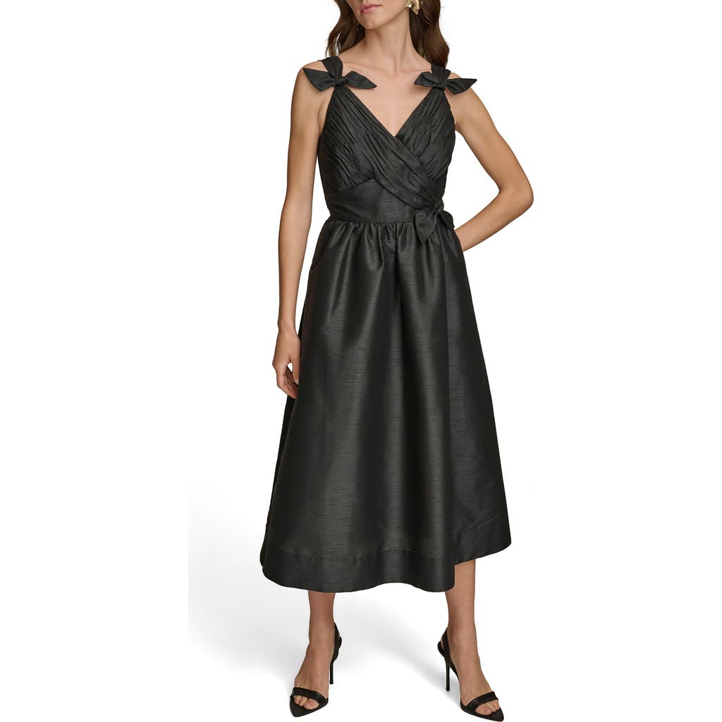 Donna Karan New York Bow Fit & Flare Midi Cocktail Dress In Black