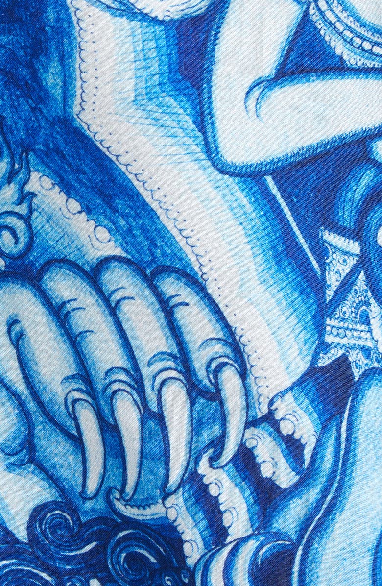 ENDLESS JOY Gajah Wakta Button-Up Shirt, Alternate, color, Blue/ White