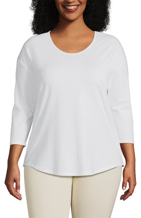 3/4 Sleeve Lightweight Jersey U-Neck Tunic