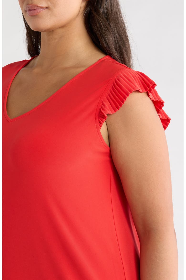 Pleated Cap Sleeve Knit Top, Alternate, color, BEGONIA RED