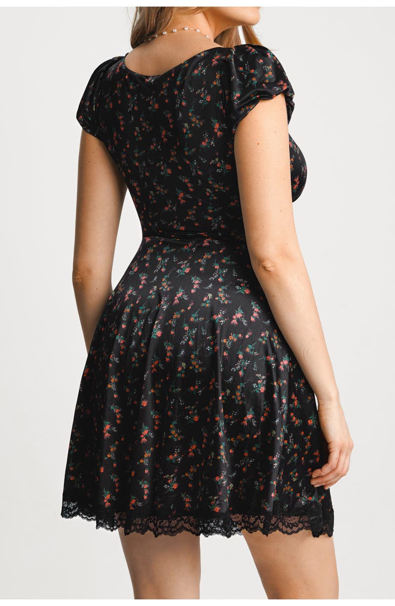 Popilush Plunge Resort Fit & Flare Shapewear Built in Mini Dress, Alternate, color, Floral