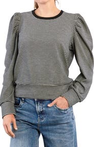 Billy T Stripe Puff Shoulder Top