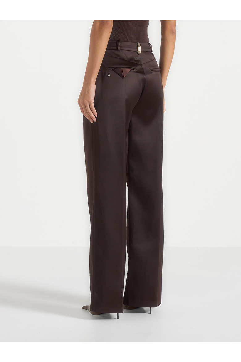 Julie Satin Tailored  Trousers, Alternate, color, Brown