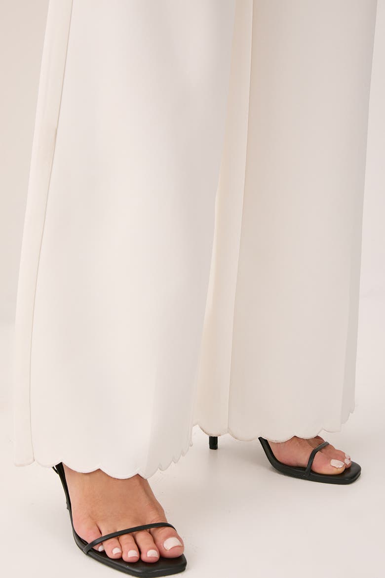 Embroidered Tailored Wide Leg Pants, Alternate, color, White
