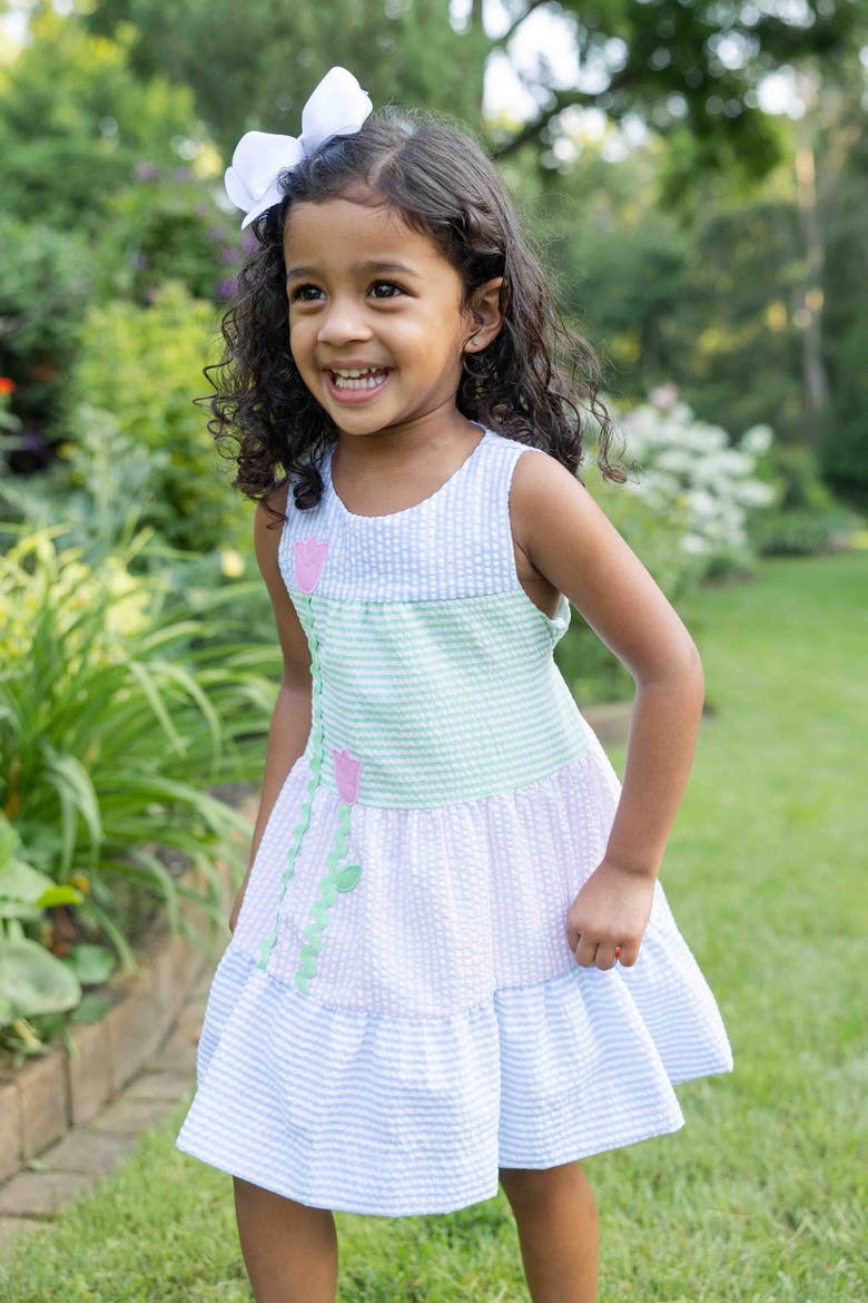 Seersucker Dress With Tulips, Alternate, color, Multi