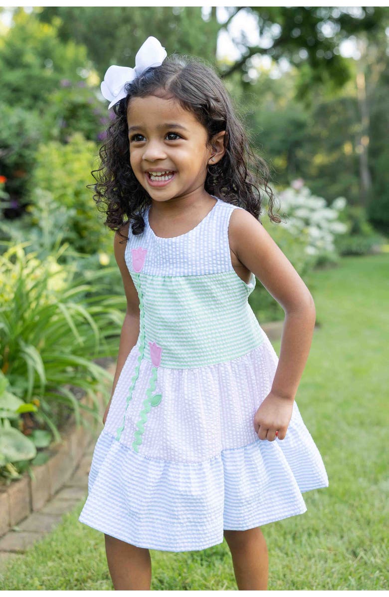 Florence Eiseman Seersucker Dress With Tulips, Alternate, color, Multi