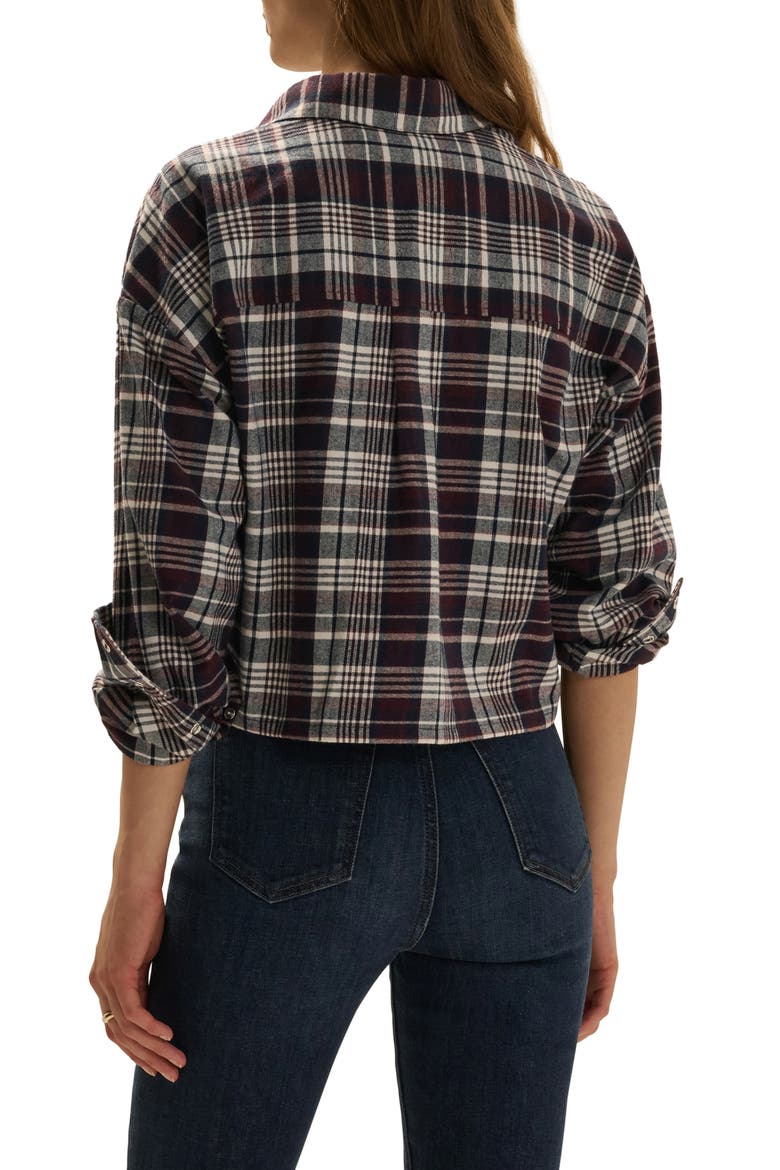 The New Habit Cropped Plaid Shirt, Alternate, color, NAVY PORT PLAID