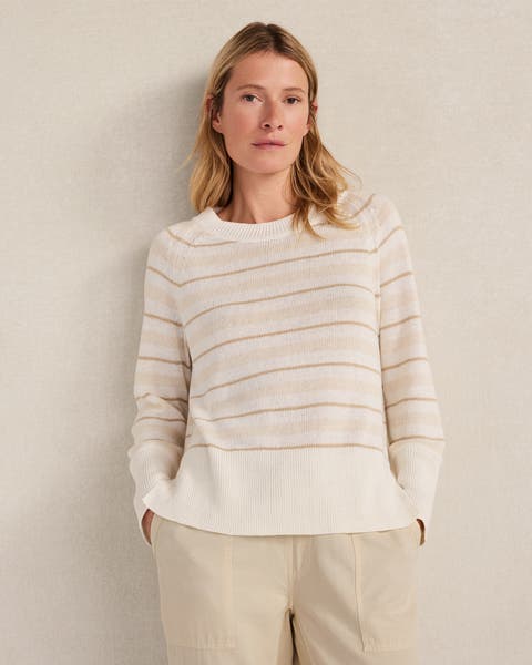 Cotton Linen Double Stripe Crewneck