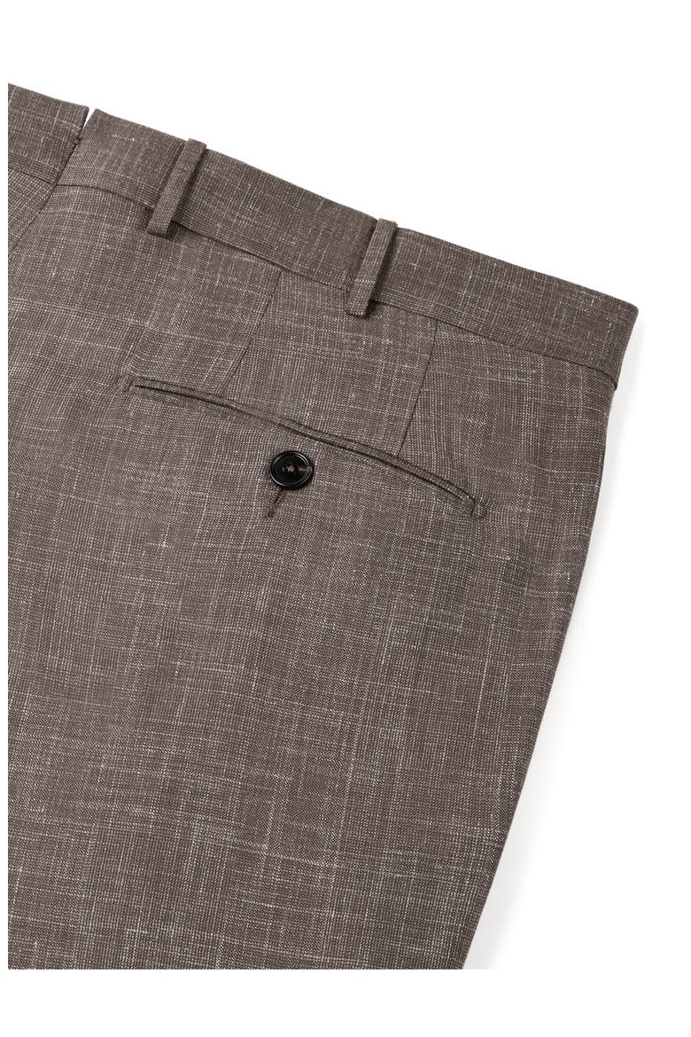 Flat Front Wool, Silk & Linen Trousers, Alternate, color, BROWN