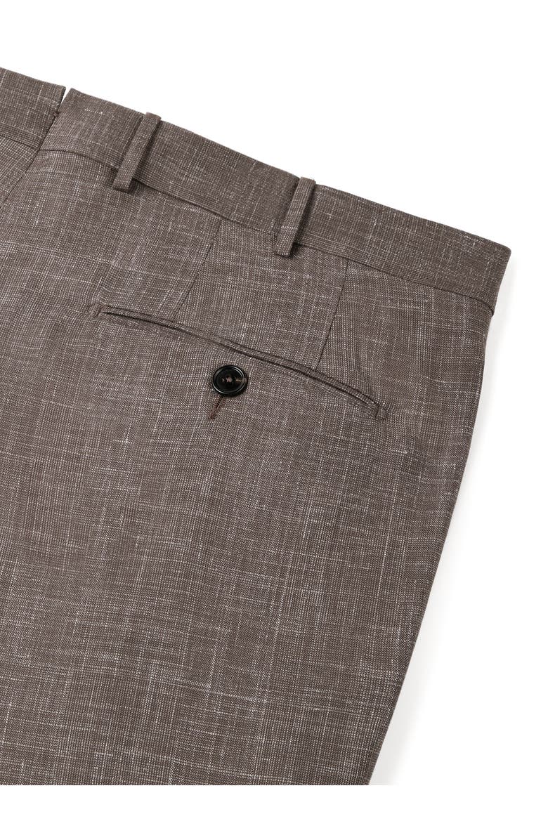 ZEGNA Flat Front Wool, Silk & Linen Trousers, Alternate, color, Brown
