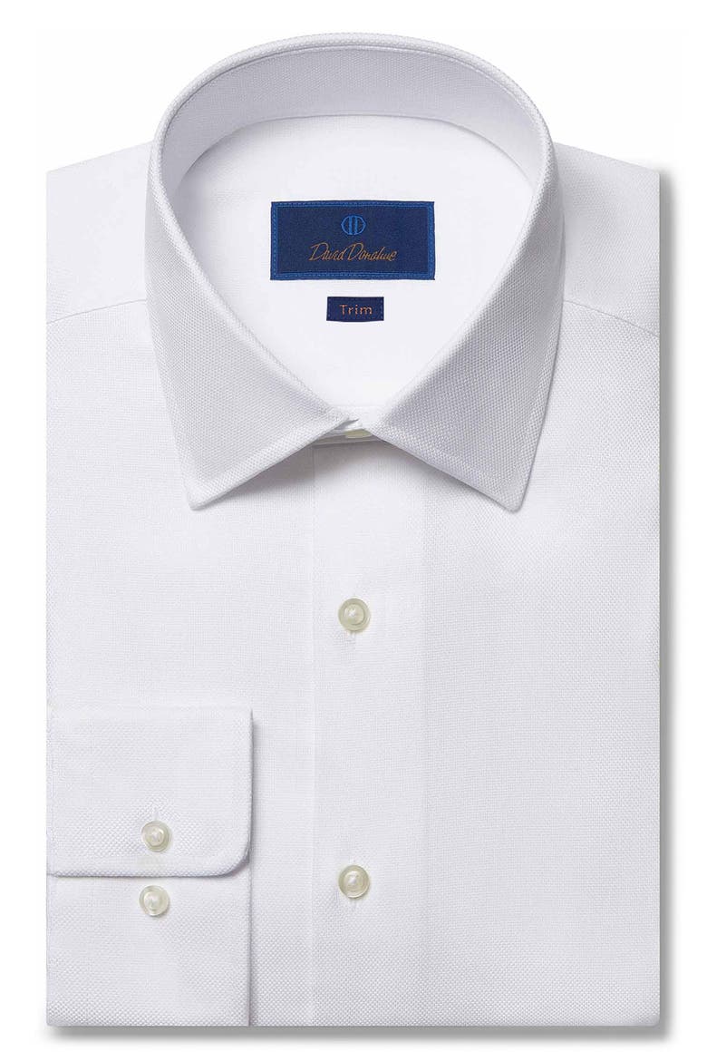 Trim Fit Royal Oxford Dress Shirt, Alternate, color, WHITE
