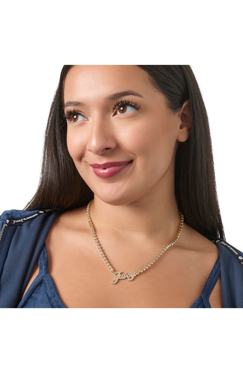 Juicy Couture Script Logo Chain Necklace, Alternate, color, Gold Tone