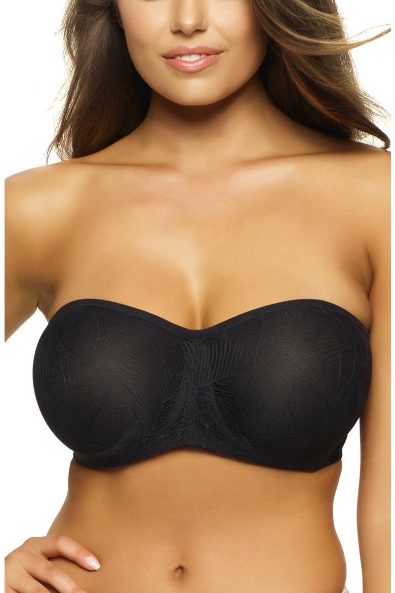 Delightful Seamless Lace Bandeau Bra, Main, color, BLACK