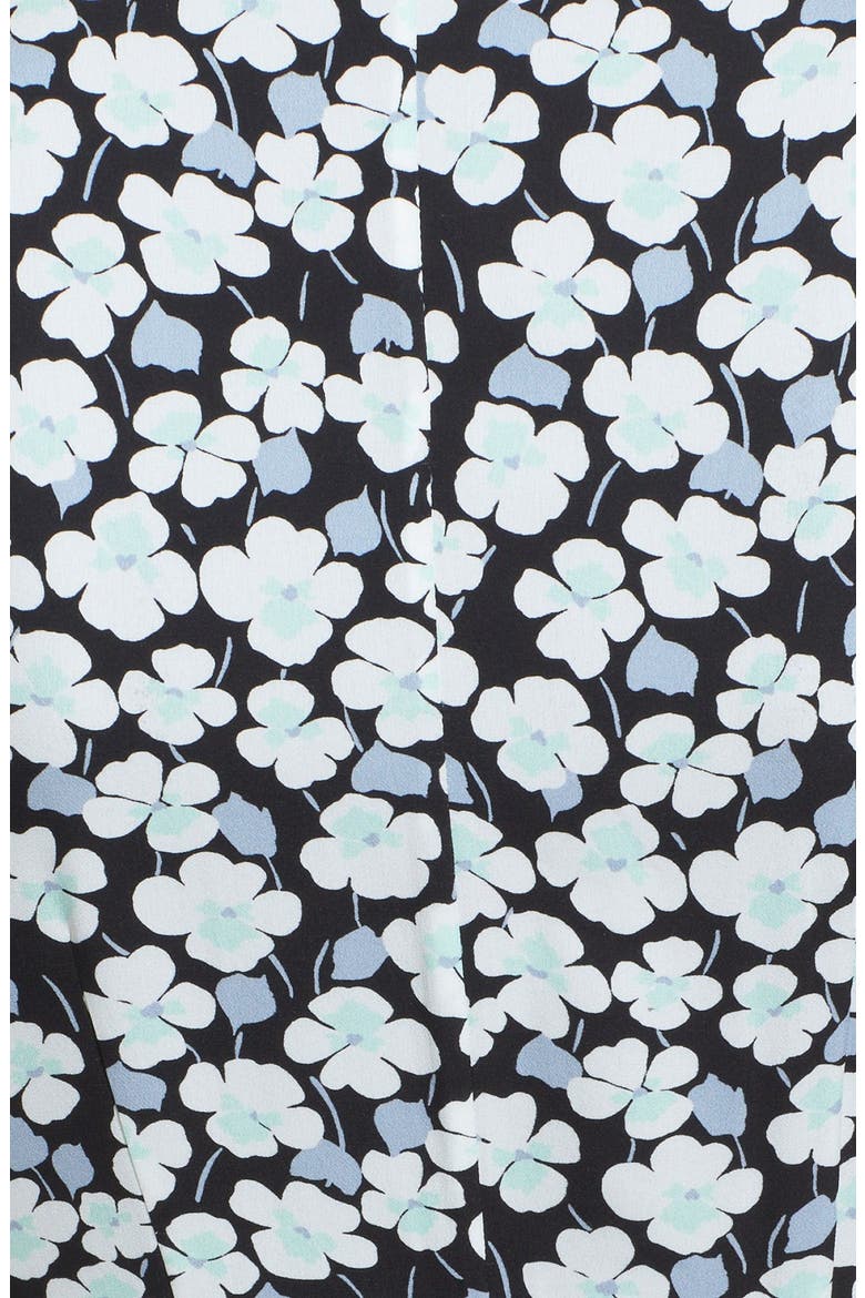 Floral Print Silk Twill Dress, Alternate, color, BLACK PANSY PRINT