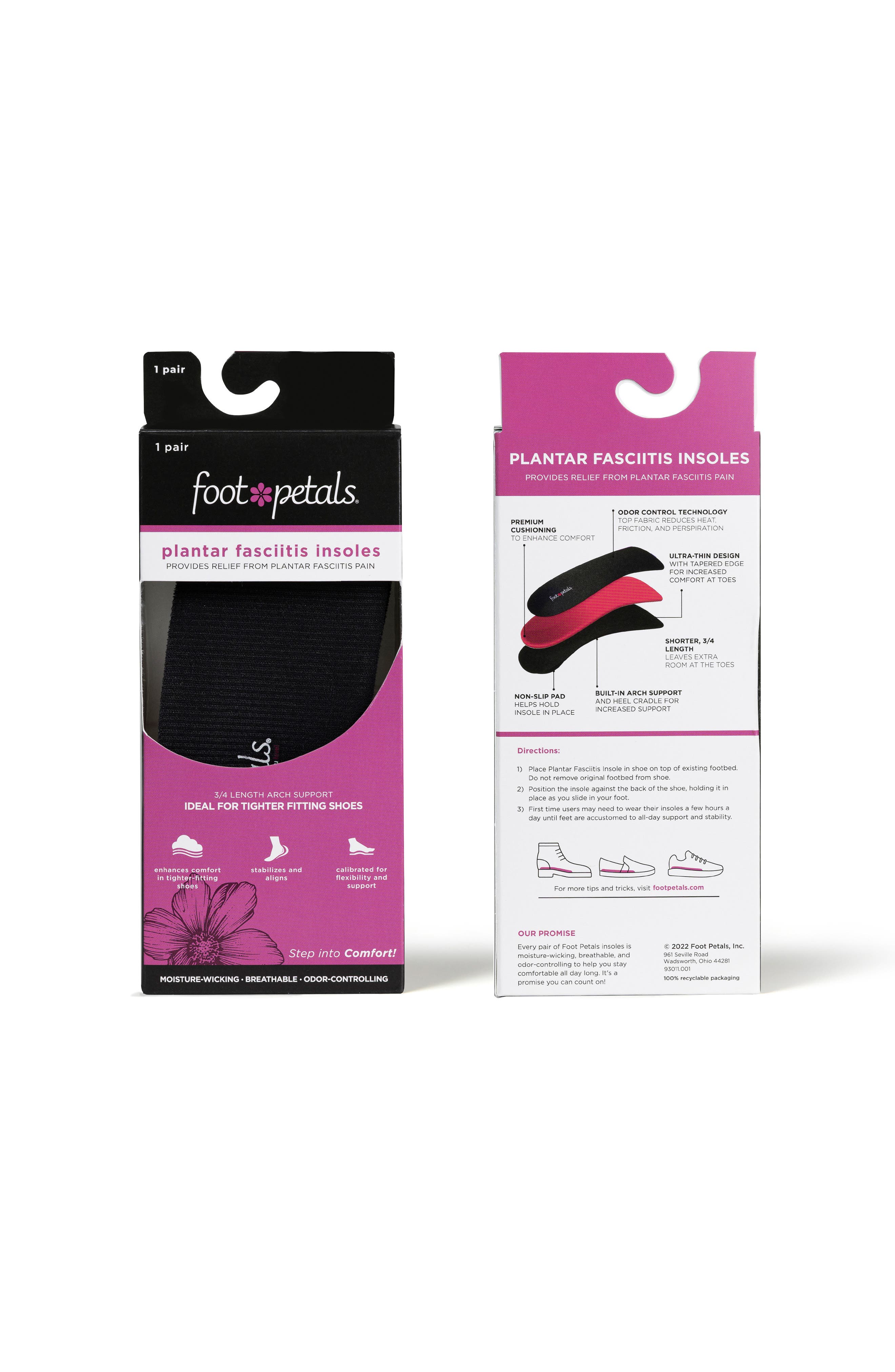 Plantar Fasciitis 3/4 Insoles, Alternate, color, BLACK