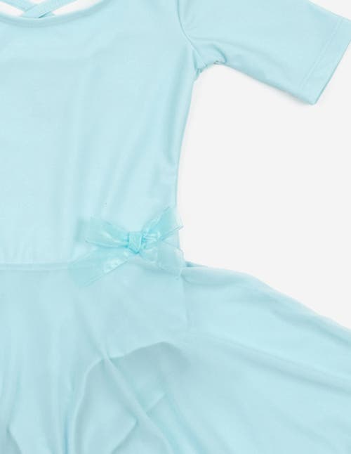 Leveret Girls Short Sleeve Skirted Leotard In Blue