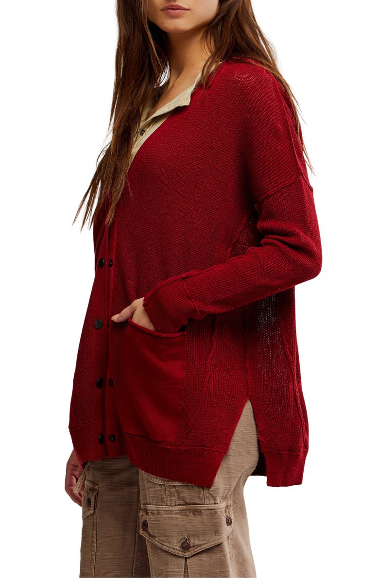 Free People We the Free Chickadee Cardigan, Alternate, color, Syrah