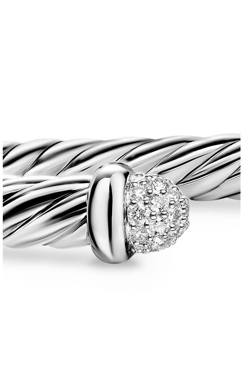 Cable Flex Bracelet in Sterling Silver with Diamond Pavé Domes, 6mm, Alternate, color, SILVER PAVE