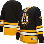 Mitchell & Ness Men's Black Boston Bruins Heritage Lace-Up Pullover Sweatshirt