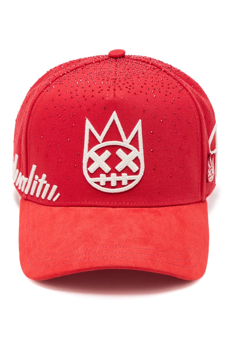 Shimuchan Logo Crystal Burst Baseball Cap, Main, color, RACING RED