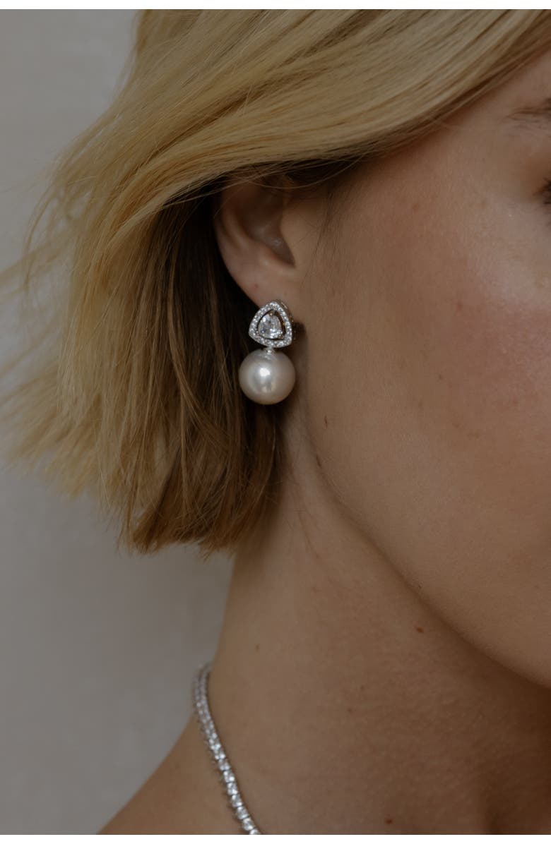 Untamed Petals Legacy Pearl Drop Earrings, Alternate, color, Silver