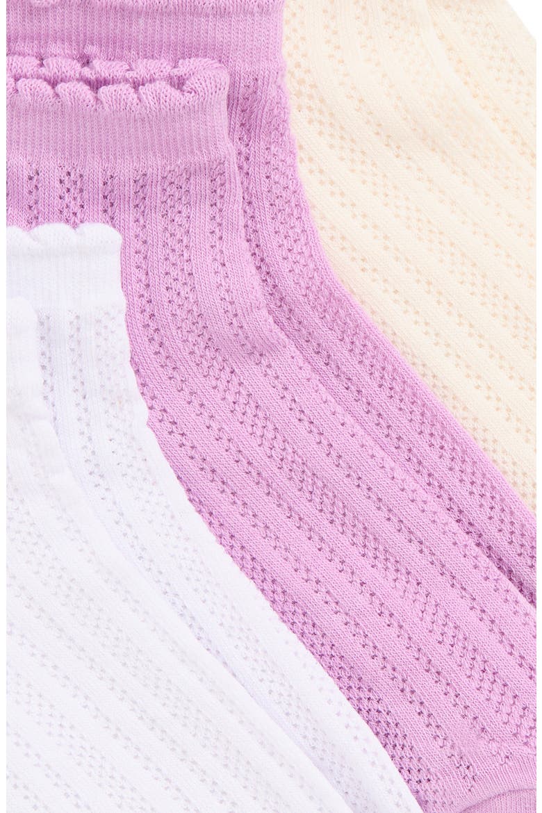 Lace Knit 3-Pack Ankle Socks, Alternate, color, LILAC HAZE