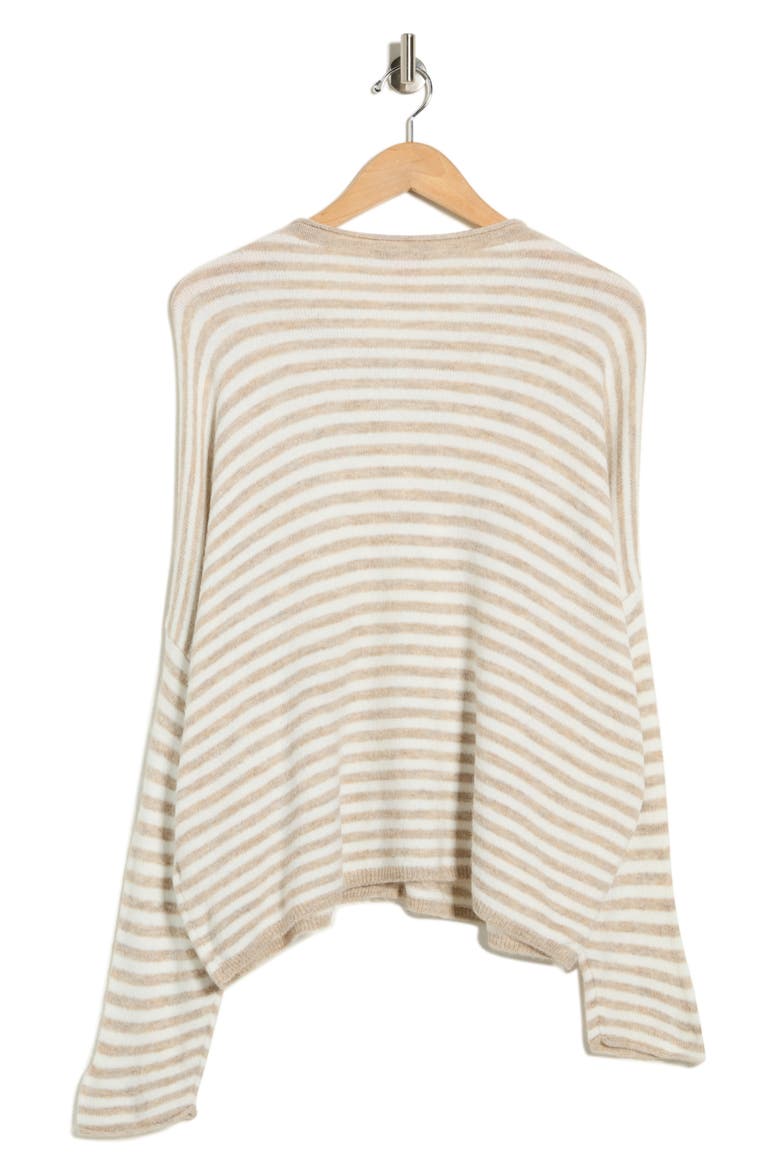 Stripe Cotton Cardigan, Alternate, color, OATMEAL