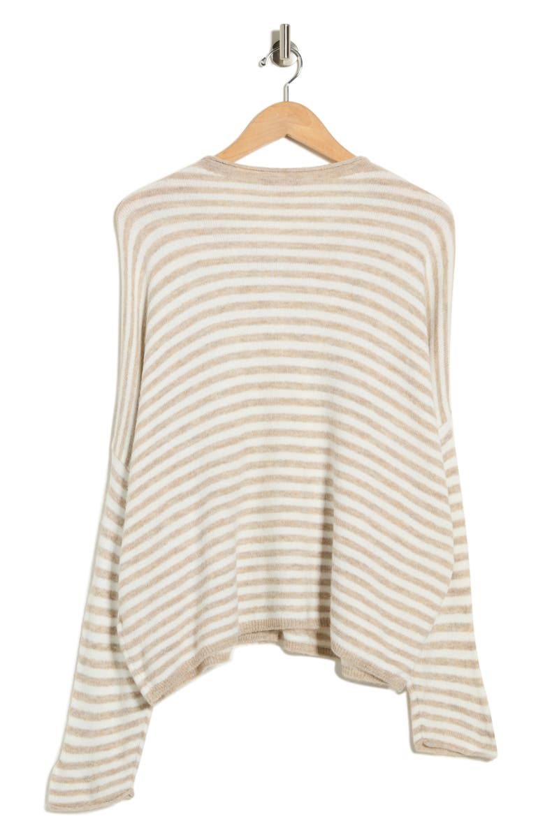 Vince Camuto Stripe Cotton Cardigan, Alternate, color, Oatmeal