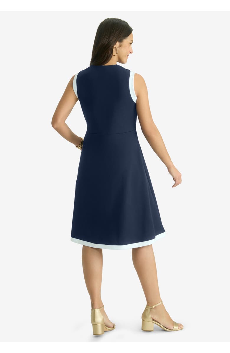 Jessica London Sleeveless Crepe Dress, Alternate, color, White Navy