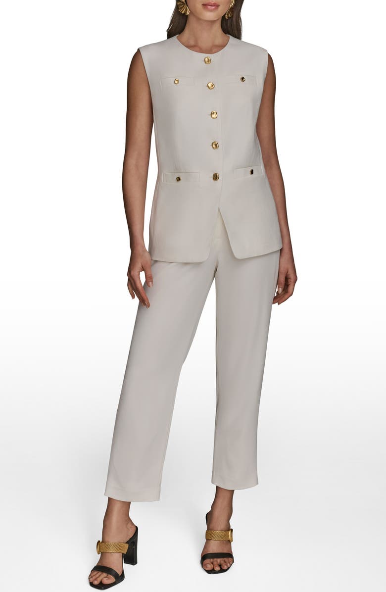 Donna Karan New York Linen Blend Vest, Alternate, color, Cream