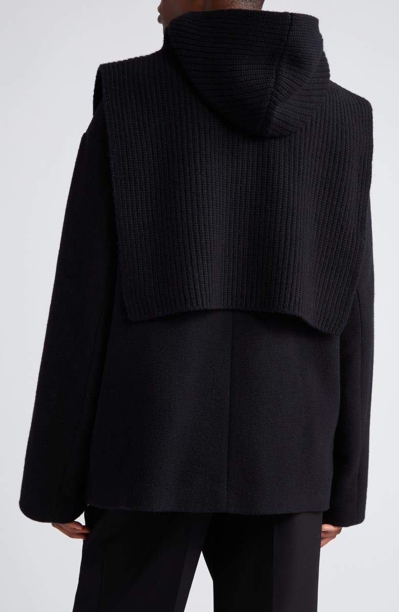 TOTEME Rib Wool & Cashmere Hooded Bib, Alternate, color,