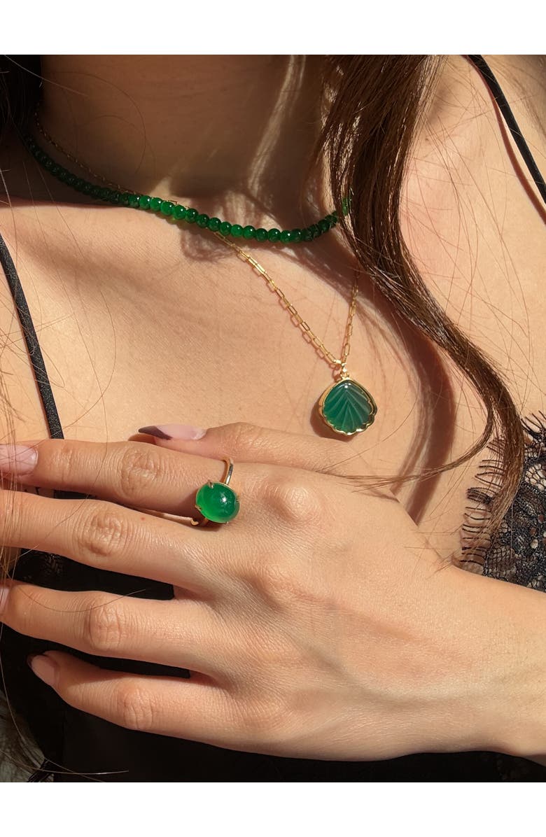 seree Shell Green Jade Stone Pendant Necklace, Alternate, color, Green