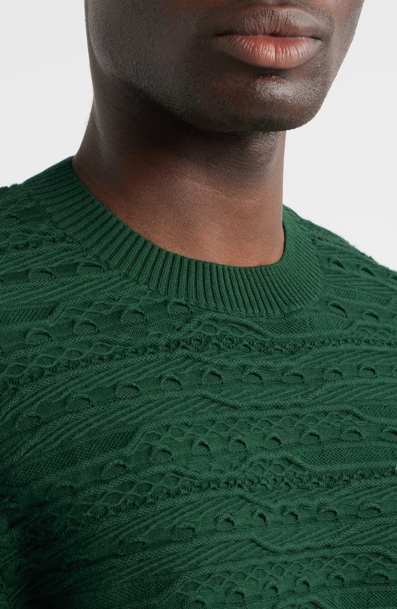 Percival Tales Textured Organic Cotton Sweater, Alternate, color, Forest