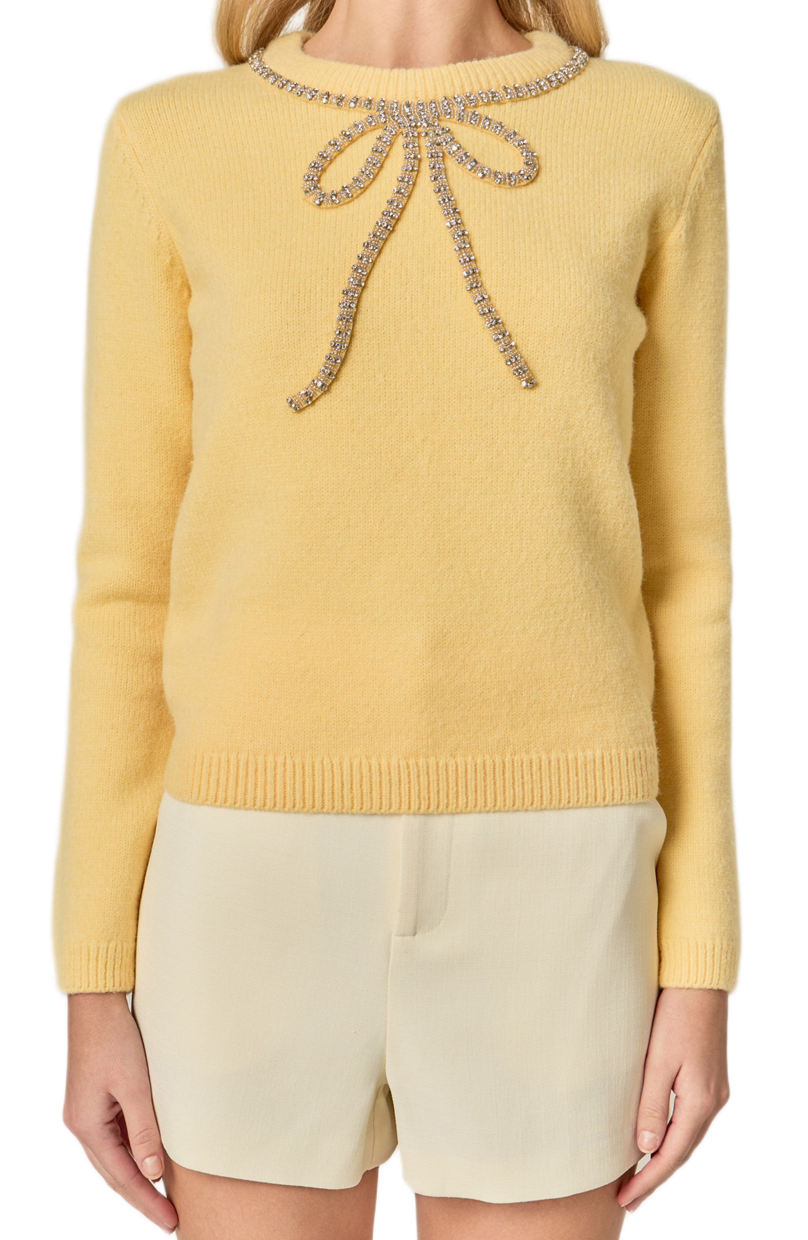 Rhinestone Bow Sweater - image 5