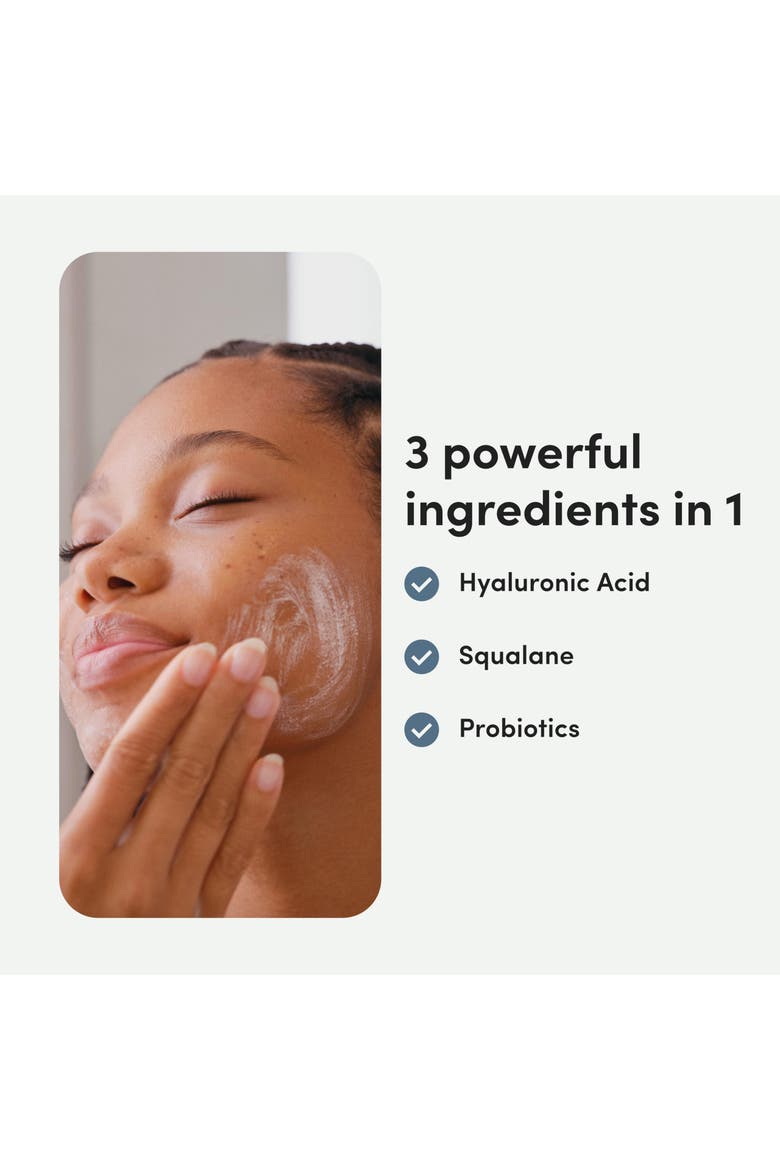 Hydrobounce Instant Moisturizer Lightweight, Smoothing, Squalane & Hyaluronic Acid Cream with Probiotics, Alternate, color, Blue