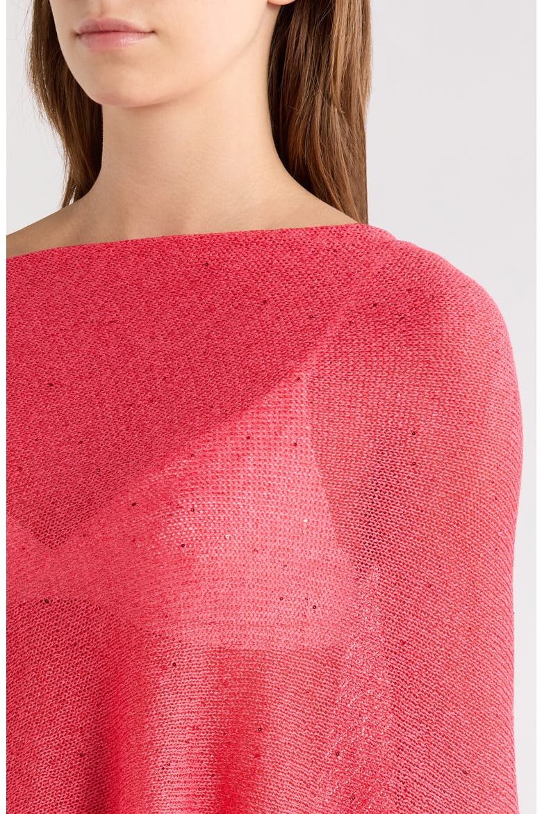 Amaris Sequin One Shoulder Poncho, Alternate, color, BERRY