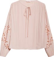 Ramy Brook Zenaida Floral Cutout Woven Shirt