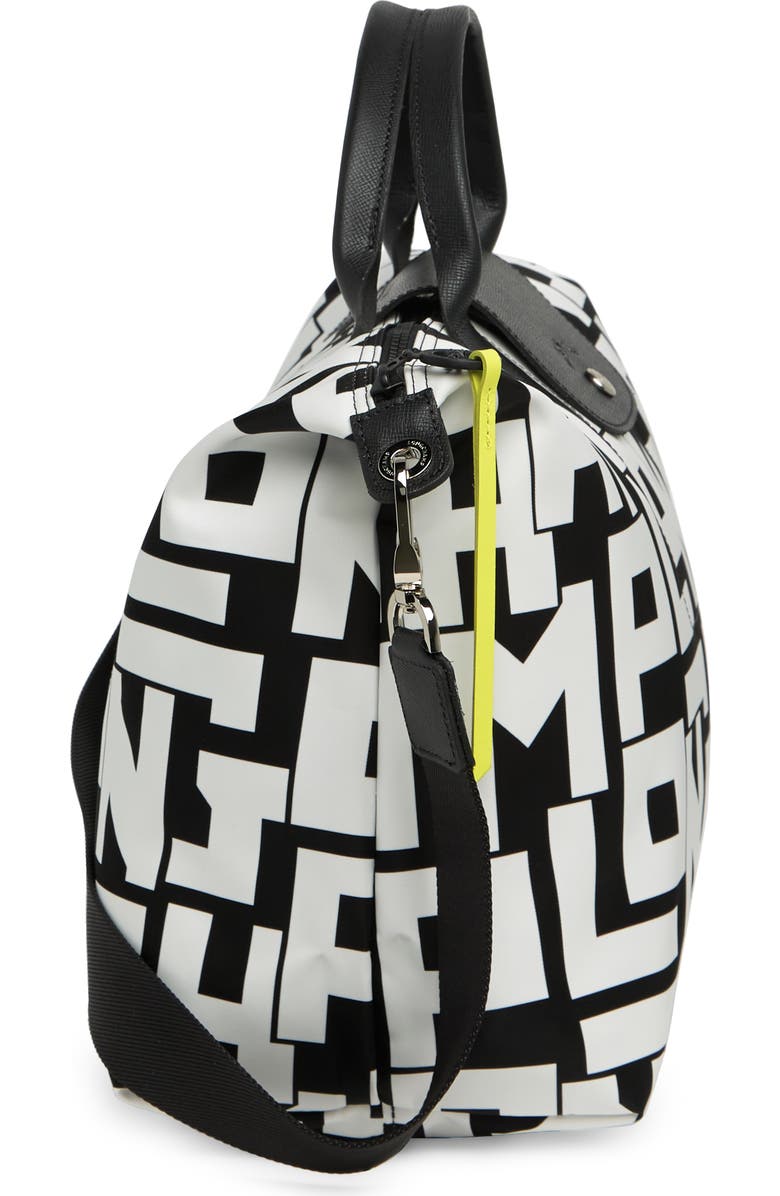 Longchamp Le Pliage Neo Logo Travel Bag, Alternate, color, Blk/White