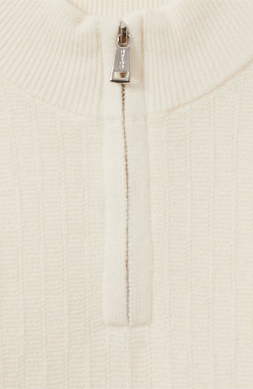 Reiss Kids' Chester Sr. Half Zip Wool Sweater In Off White