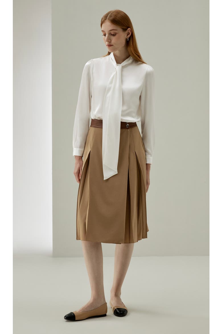 Women's Bow-tie Neck Silk Blouse, Alternate, color, Natural white