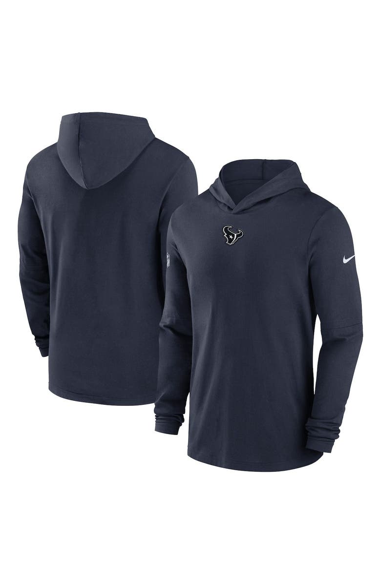 Nike Men's Nike Navy Houston Texans Sideline Performance Long Sleeve Hoodie T-Shirt, Main, color, 
