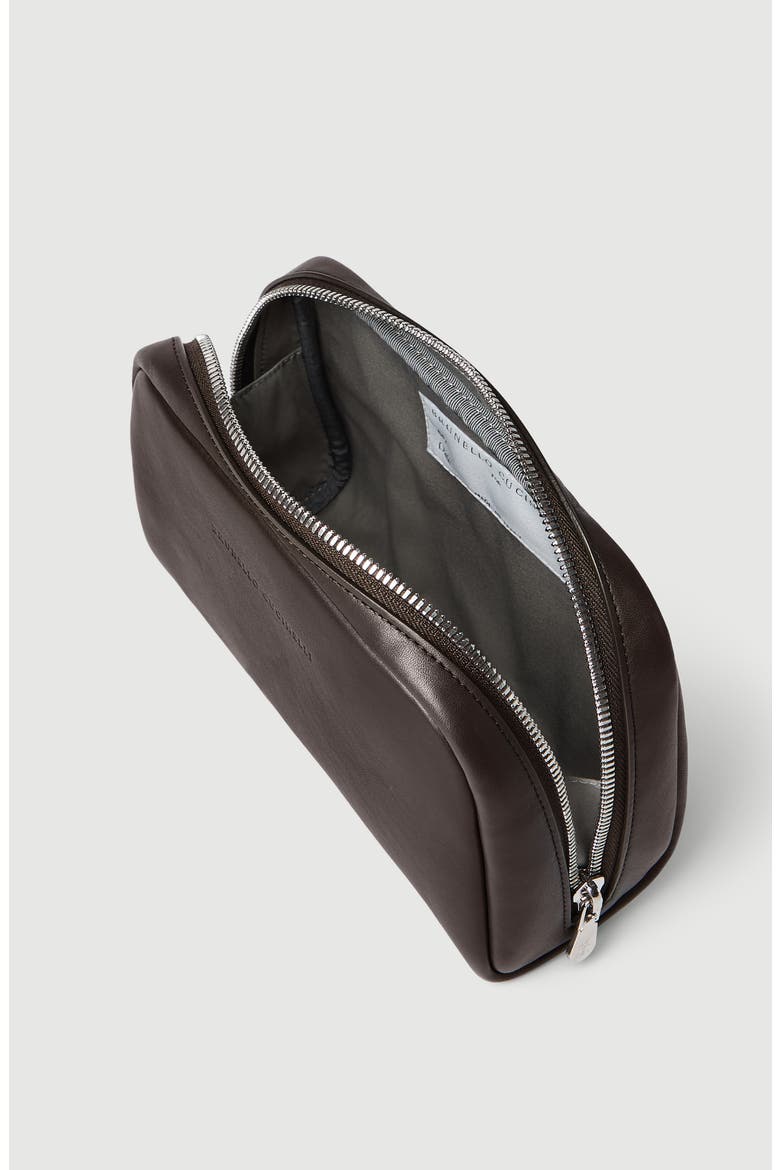 Smooth calfskin slim beauty case, Alternate, color, Brown